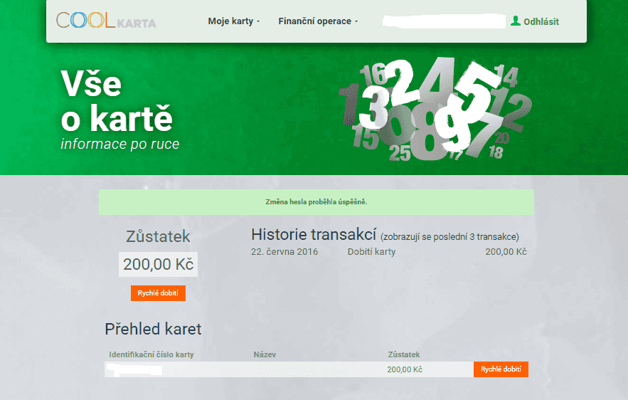 Historie transakcí.