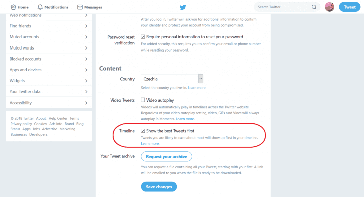 Twitter dodnes nabízí alespoň tuto předvolbu, kterou ovlivníte podobu proudu příspěvků