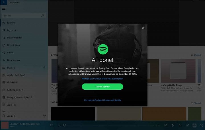 Takhle bude vypadat migrace hudby do Spotify (foto: Microsoft)