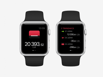 Vzhled Mobilní banky na chytrých hodinkách Apple Watch.