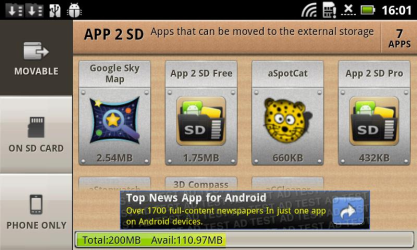 Pomocí App2SD přesunuete aplikace na Androidu z vnitřní paměti na SD kartu