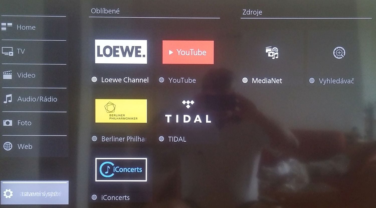 Loewe One 40 - menu Nastavení televizoru