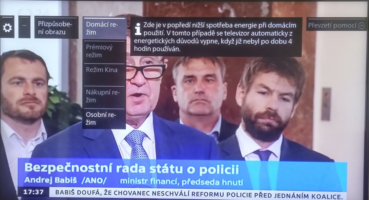 Loewe One 40 - menu Nastavení televizoru