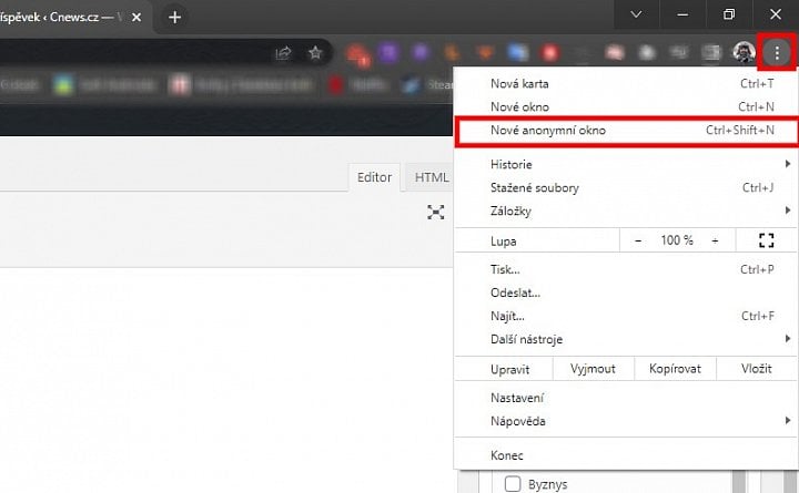Jak spustit anonymní prohlížeč v Google Chrome