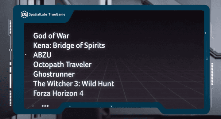 Příklad podporovaných her SpatialLabs TrueGame (zdroj: Acer)