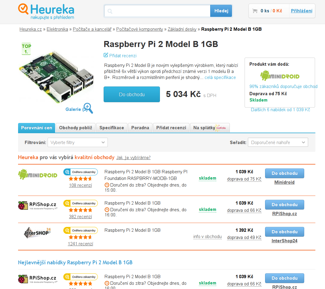 Na srovnávači cen Heureka se ceny mění velmi rychle. Dobrou zprávou je, že čím blíže jste k nákupu, tím je cena nižší.