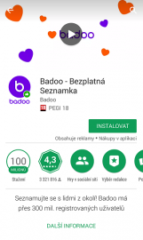 Seznamovací aplikace Badoo: prezentována jako bezplatná seznamka.