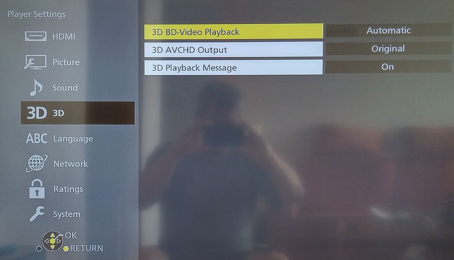 Panasonic DMP-UB900 - menu nastavení