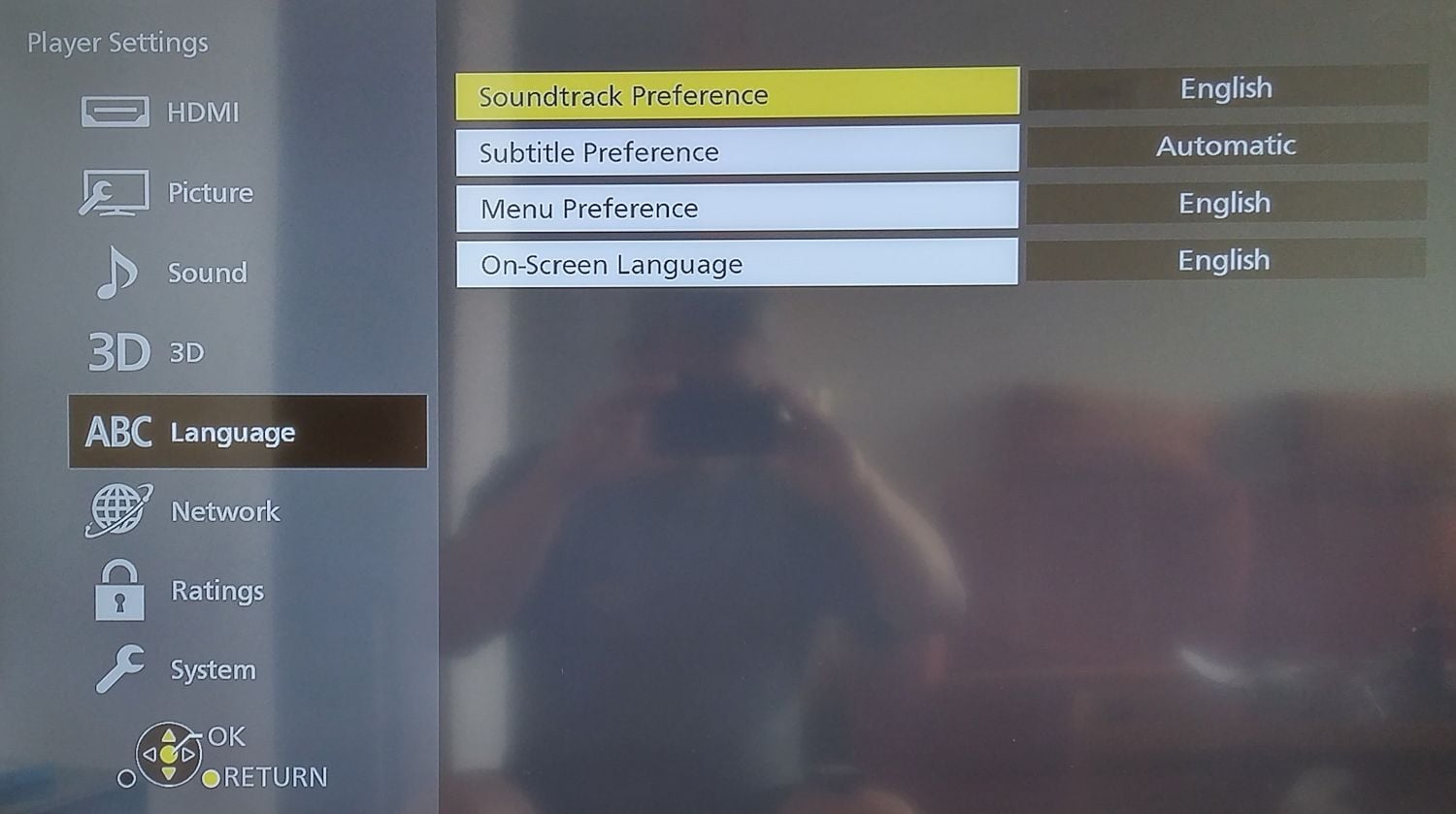 Panasonic DMP-UB900 - menu nastavení