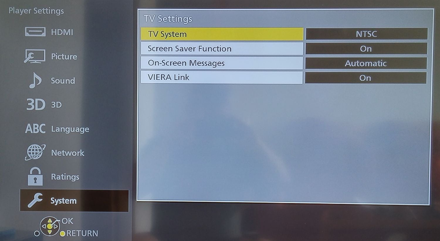 Panasonic DMP-UB900 - menu nastavení