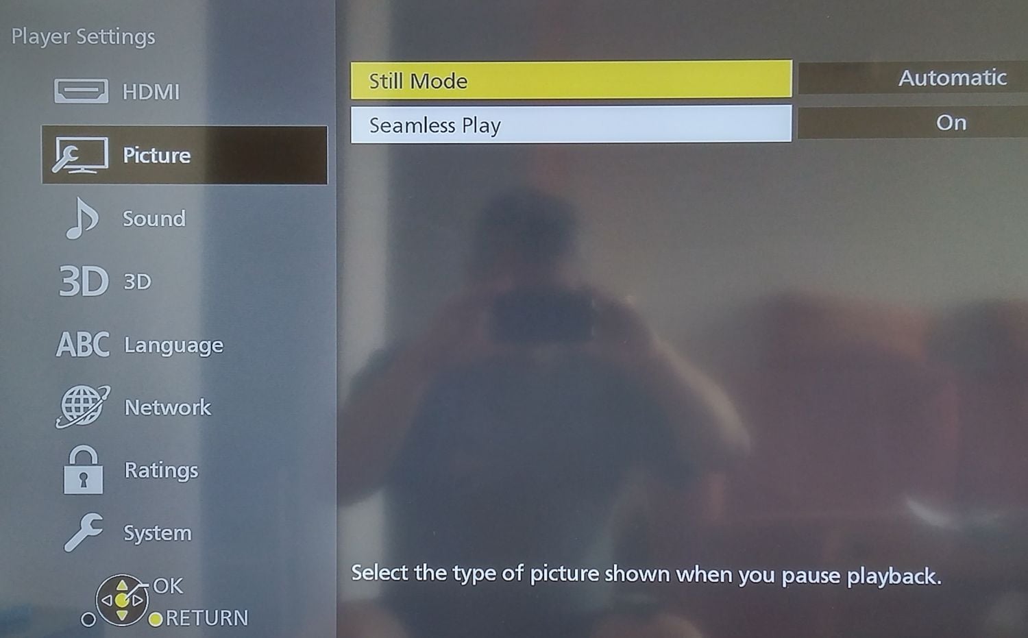 Panasonic DMP-UB900 - menu nastavení