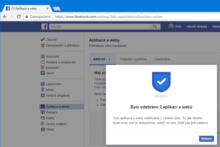 Propojení byla úspěšně odstraněna, potvrzuje Facebook