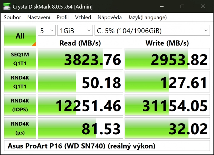 Asus ProArt P16 (H7606) - cdm disk1 (reálný)