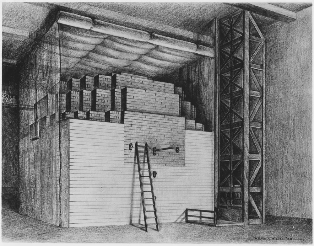 Chicago Pile-1 CP-1, první jaderný reaktor na světě.