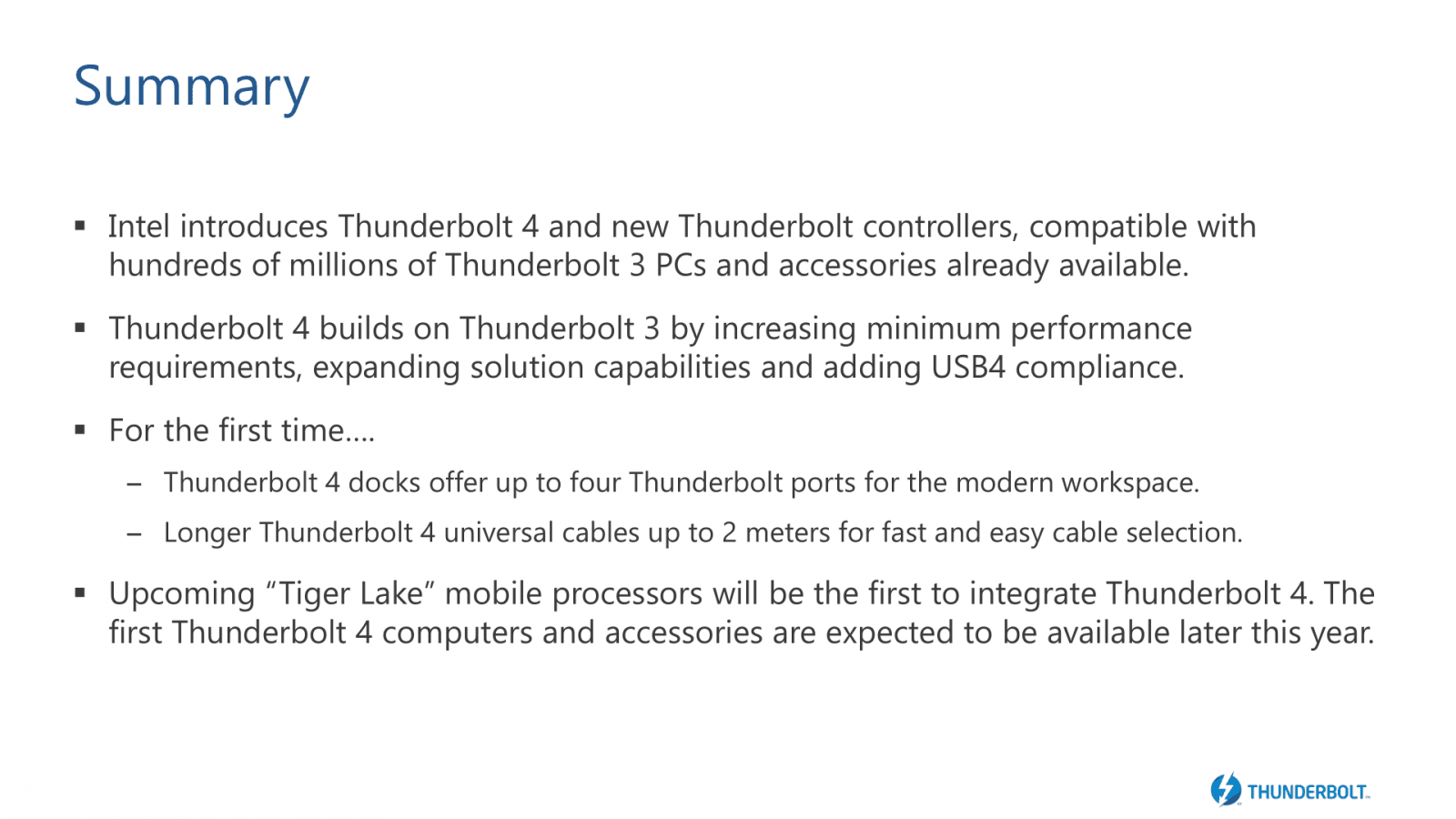 Uvedení technologie Intel Thunderbolt 4