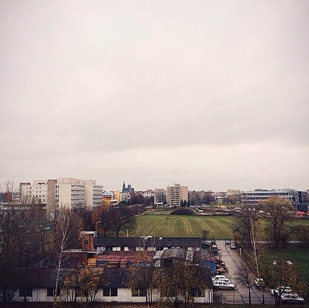 Výhled z kanceláře v Hradci Králové.