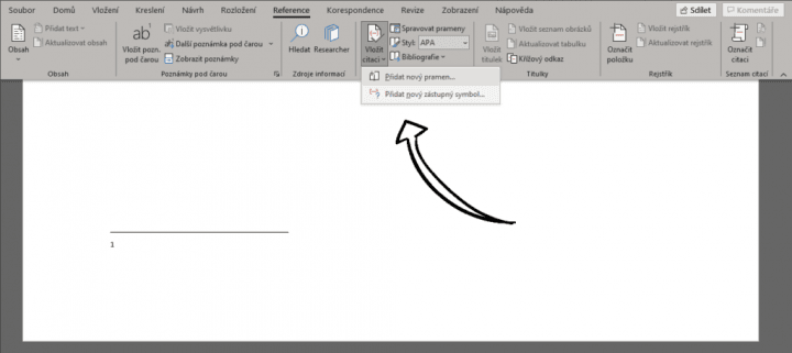 Vložení citace pod čarou 2