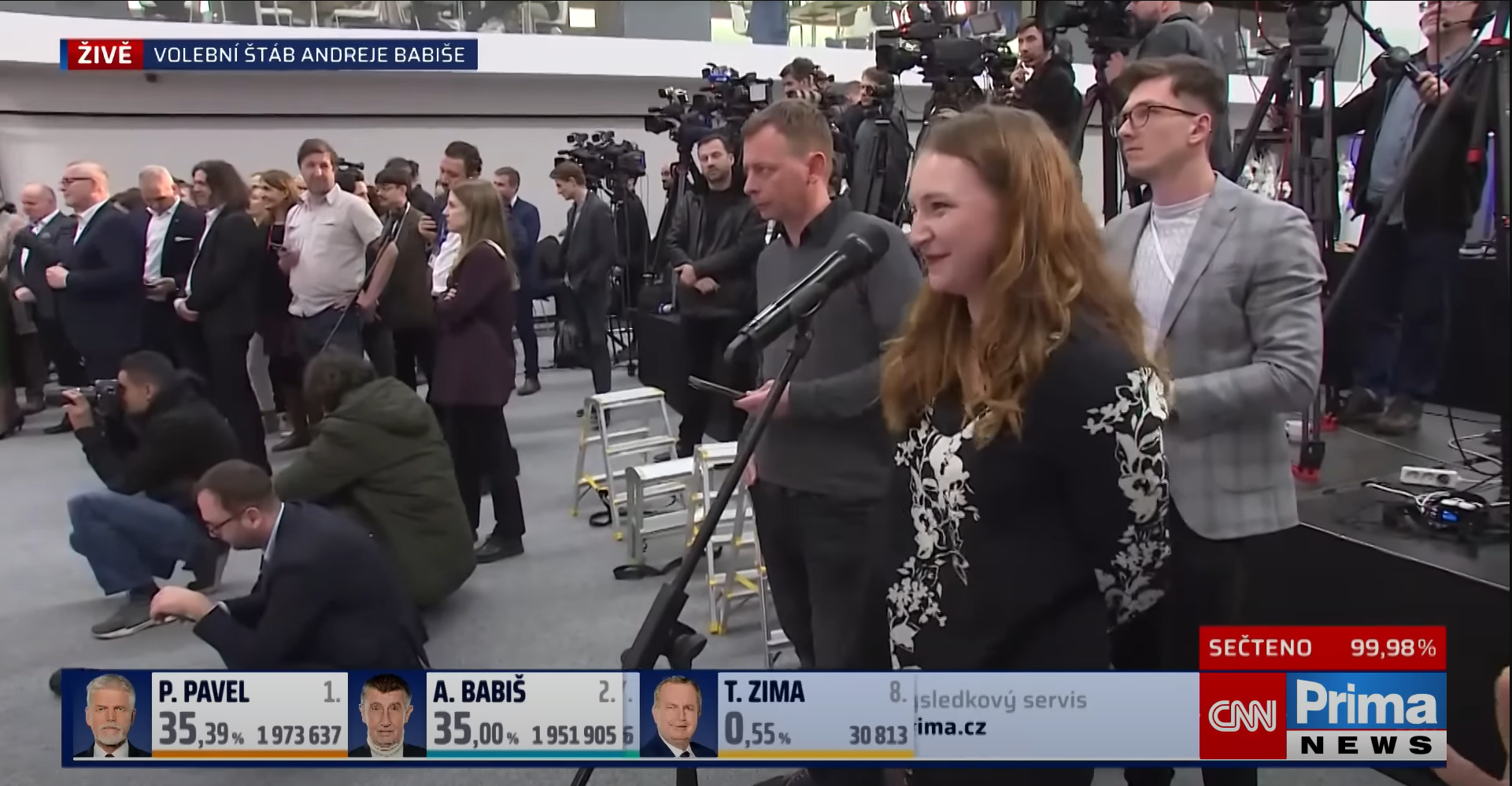 Novináři při tiskové konferenci Andreje Babiše