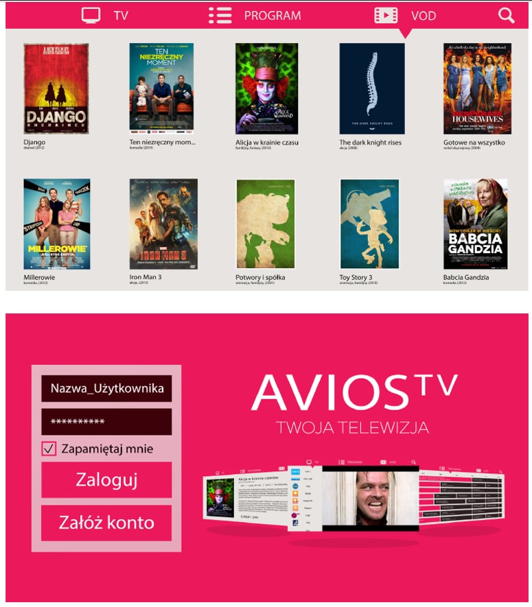 Avios TV ve verzi OTT (PC / Tablet / Mobil)