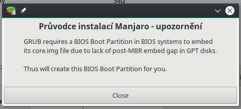 Manjaro: instalátor Thus