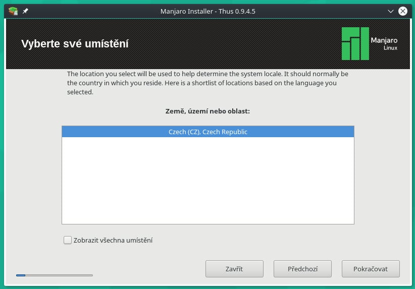 Manjaro: instalátor Thus