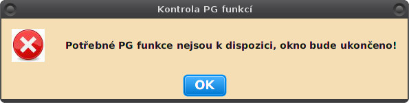 Chybové a informační dialogy při kontrole