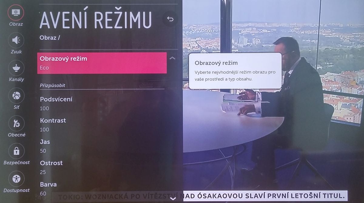 LG 55UH750V - Menu nastavení