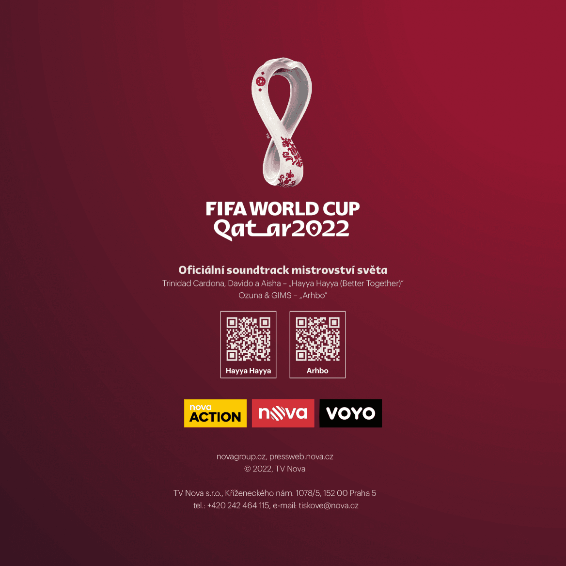 MS ve fotbale na TV Nova - 2022