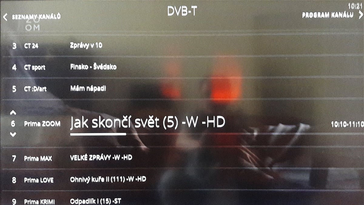 Program DVB-T stanice na O2 TV