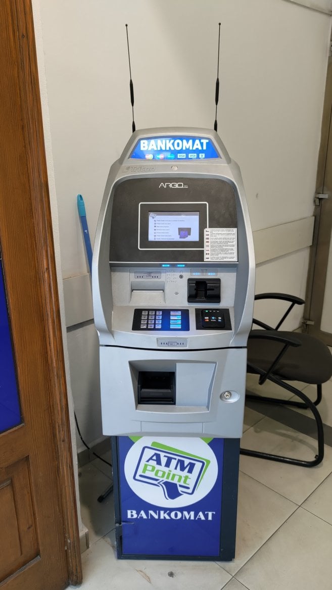 Bankomat sítě ATM Point v prostorách směnárny Euroexchange s.r.o. na ulici Spálená 106/47, Praha 1 (01. 04. 2026)