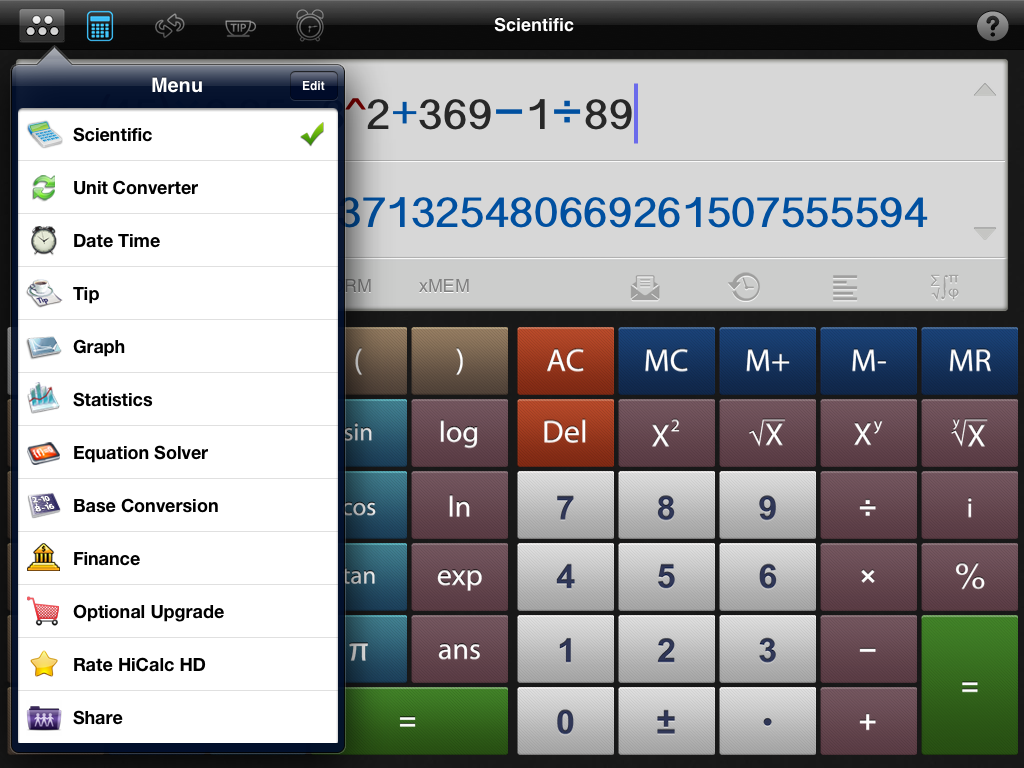 Calculator Pro poskytuje kromě kalkulačky i mnoho dalších nástrojů