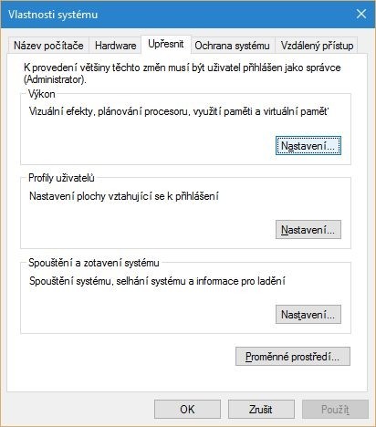 Vlastnosti systému Windows 10