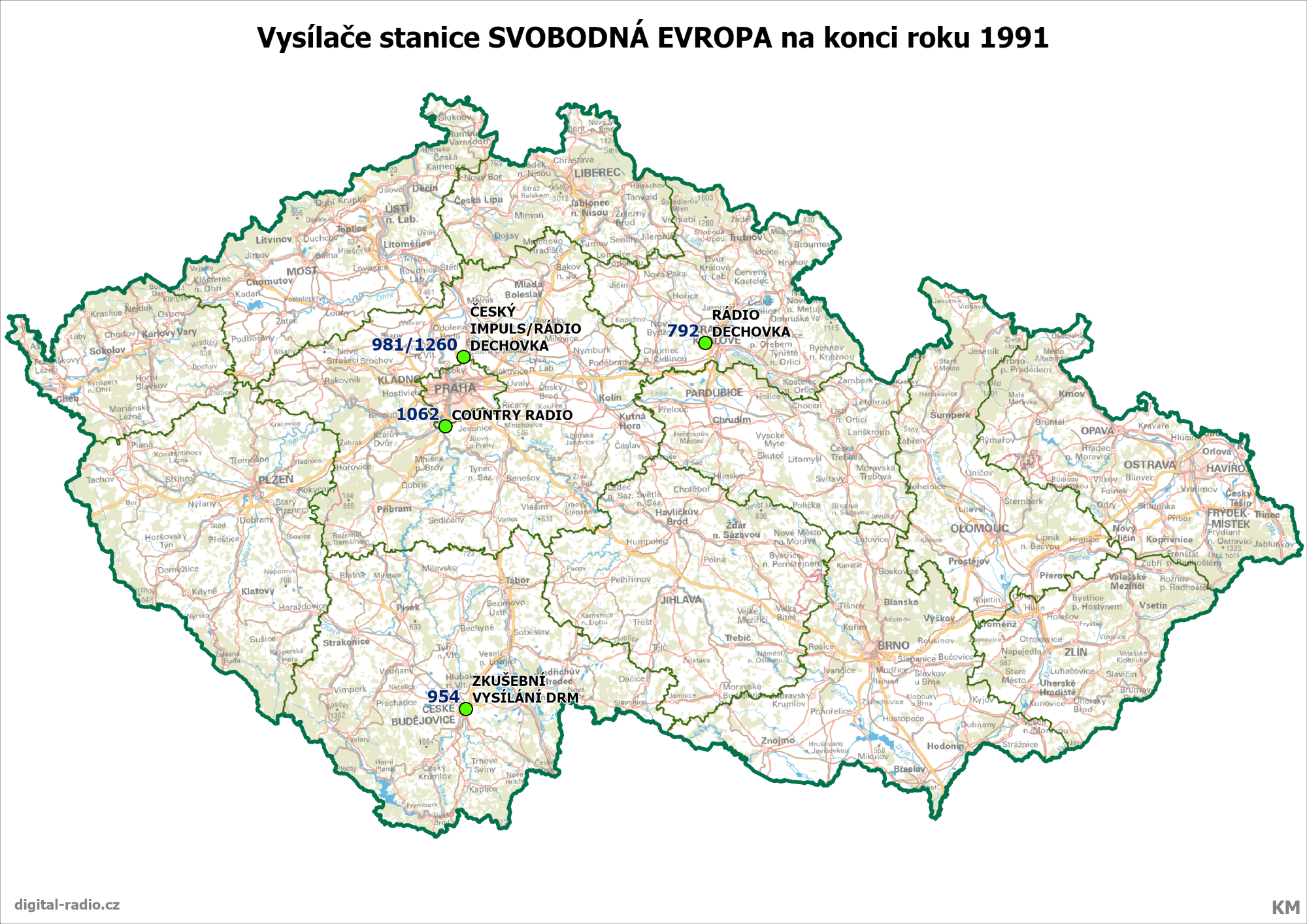 Středovlnné vysílače v provozu na konci roku 2022