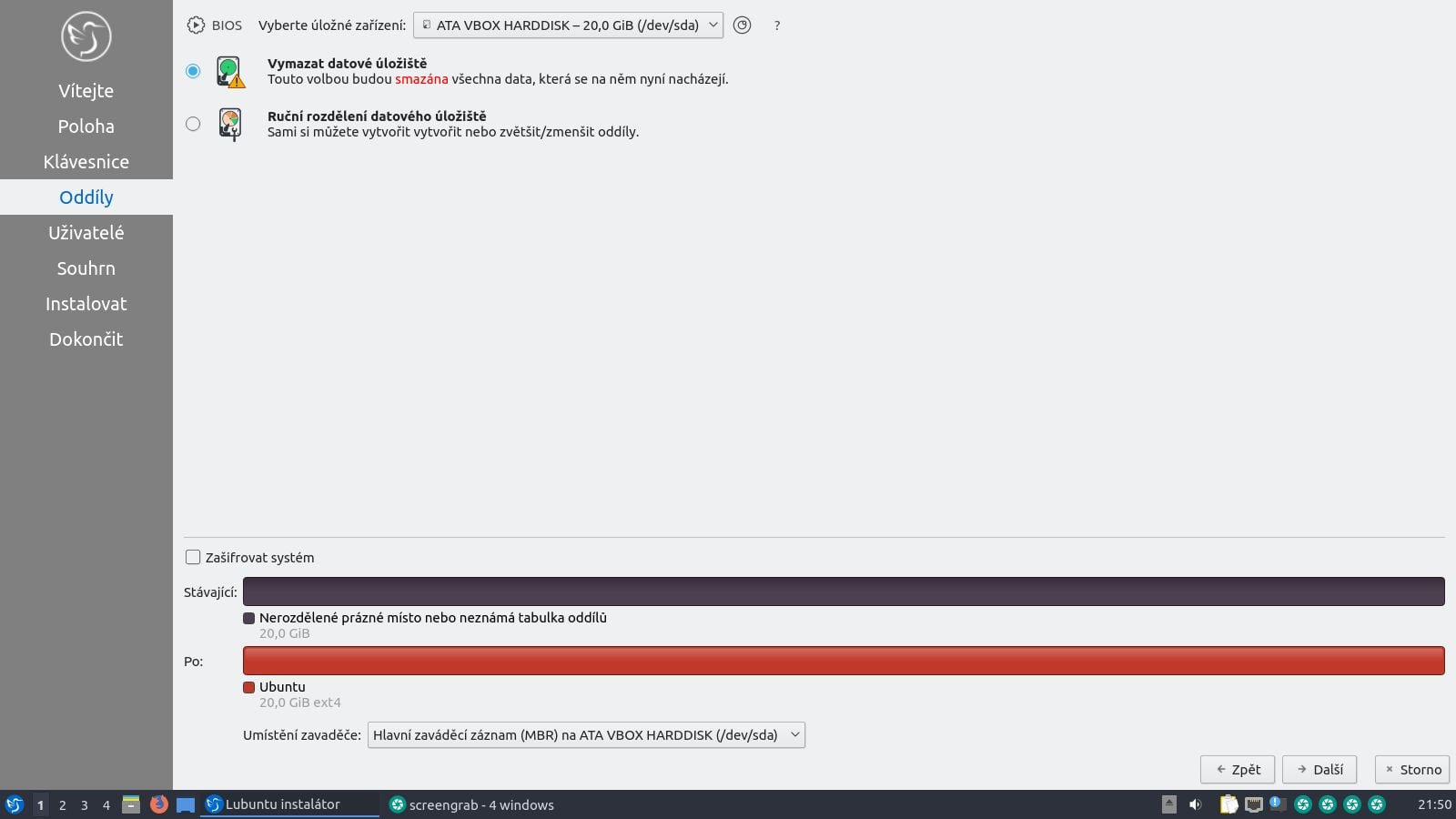 Lubuntu 19.10 - instalace