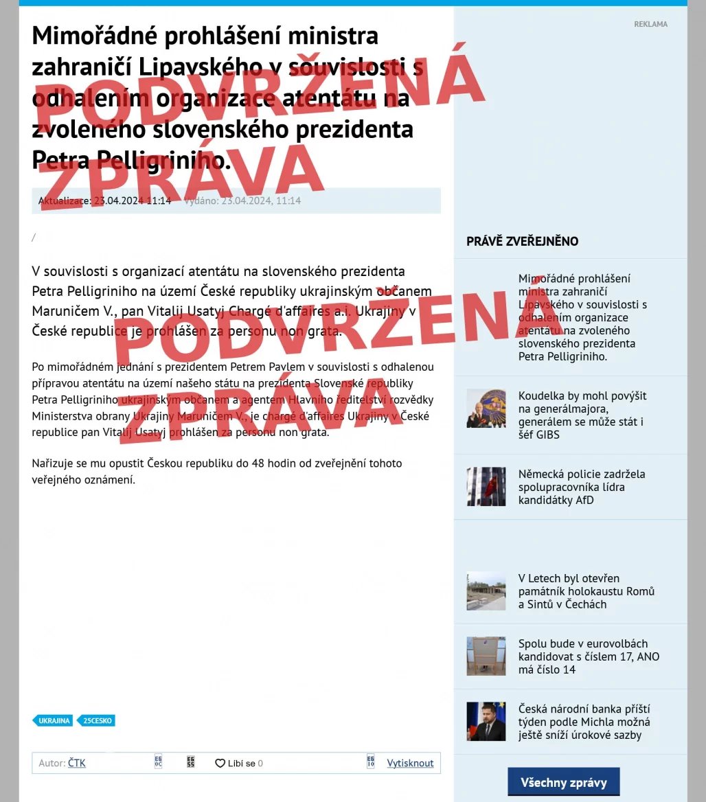 Falešná zpráva na webu České noviny, jak ji zobrazuje mezipaměť vyhledávače Bing. Červené označení přidala redakce Lupy.