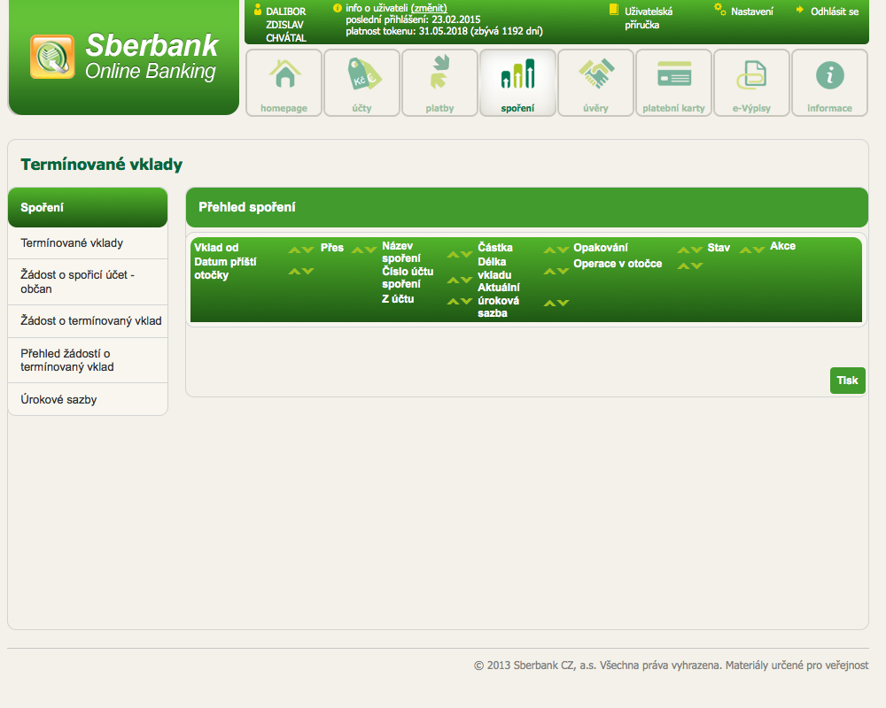 Sberbank. Internetové bankovnictví. 25.02.2015