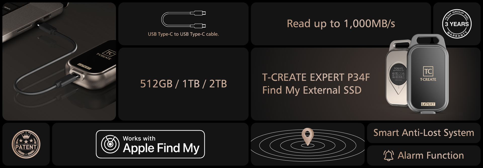 T-Create Expert P34F Find My External SSD