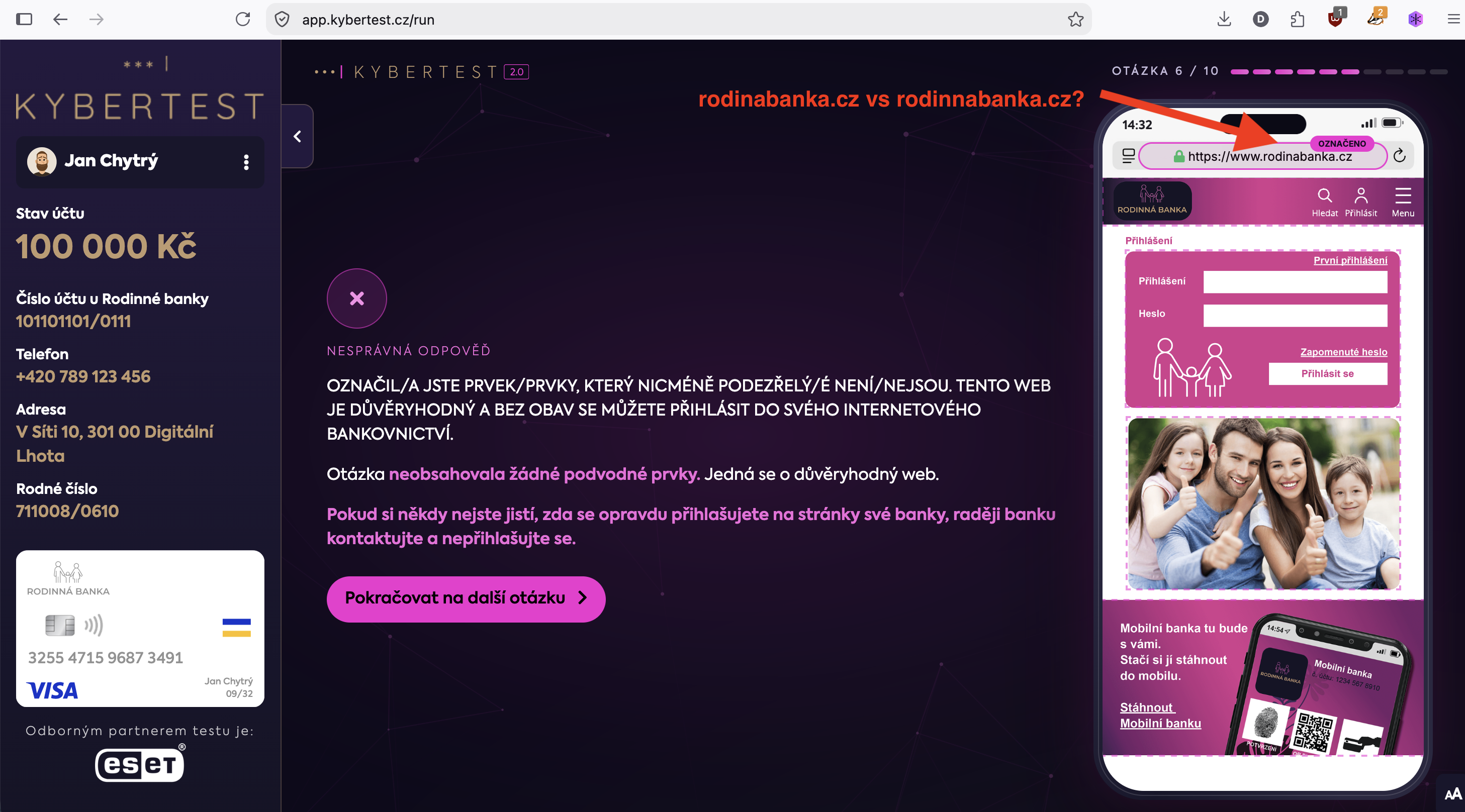 Kybertest ČBA obsahuje pár drobných chyb nebo překlepů. (10. 09. 2026)