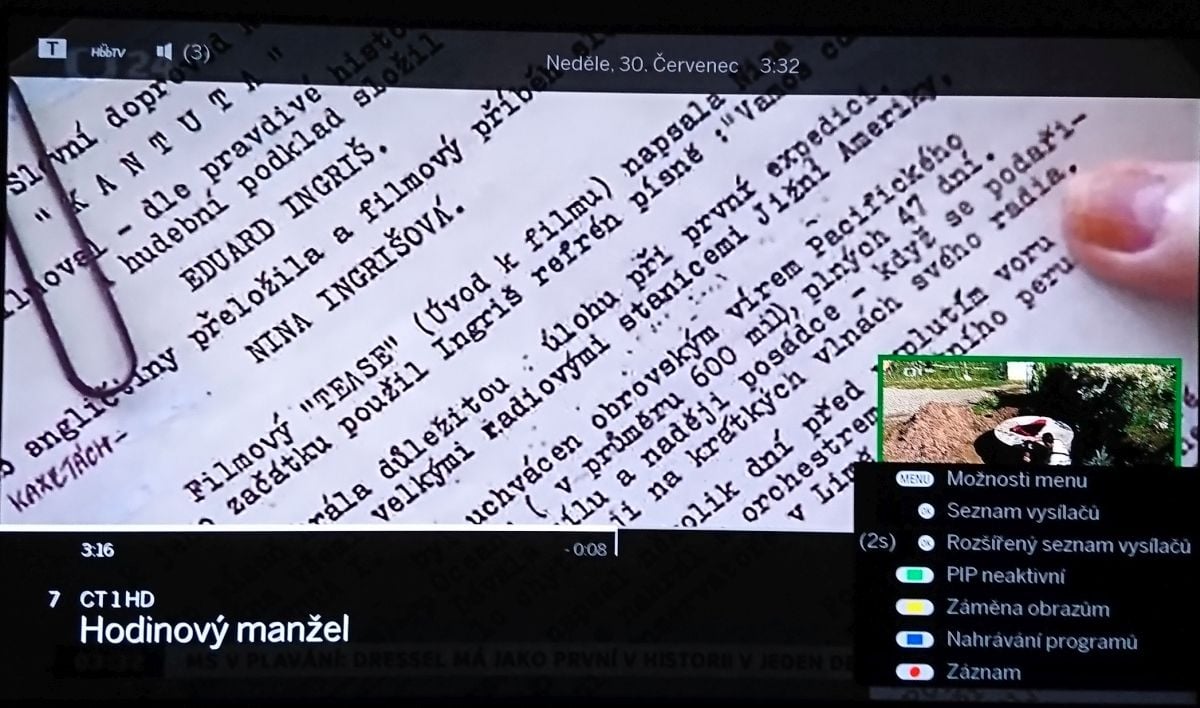 PiP na tlačítku Info.