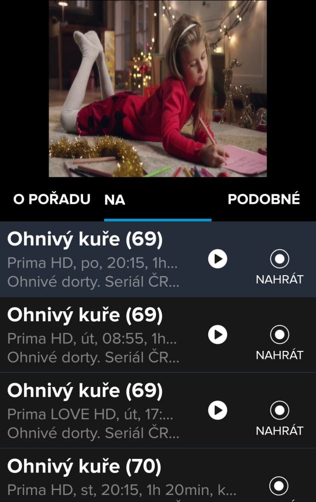 Digi2GO v mobilu, EPG, zpětné přehrání