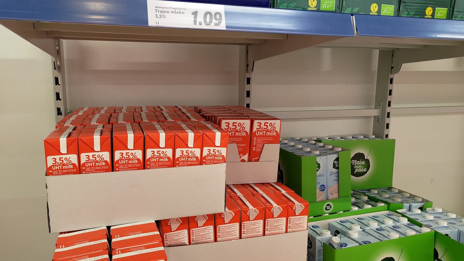 Ceny v Lidlu, Sežana, Slovinsko. (19. 6. 2023)