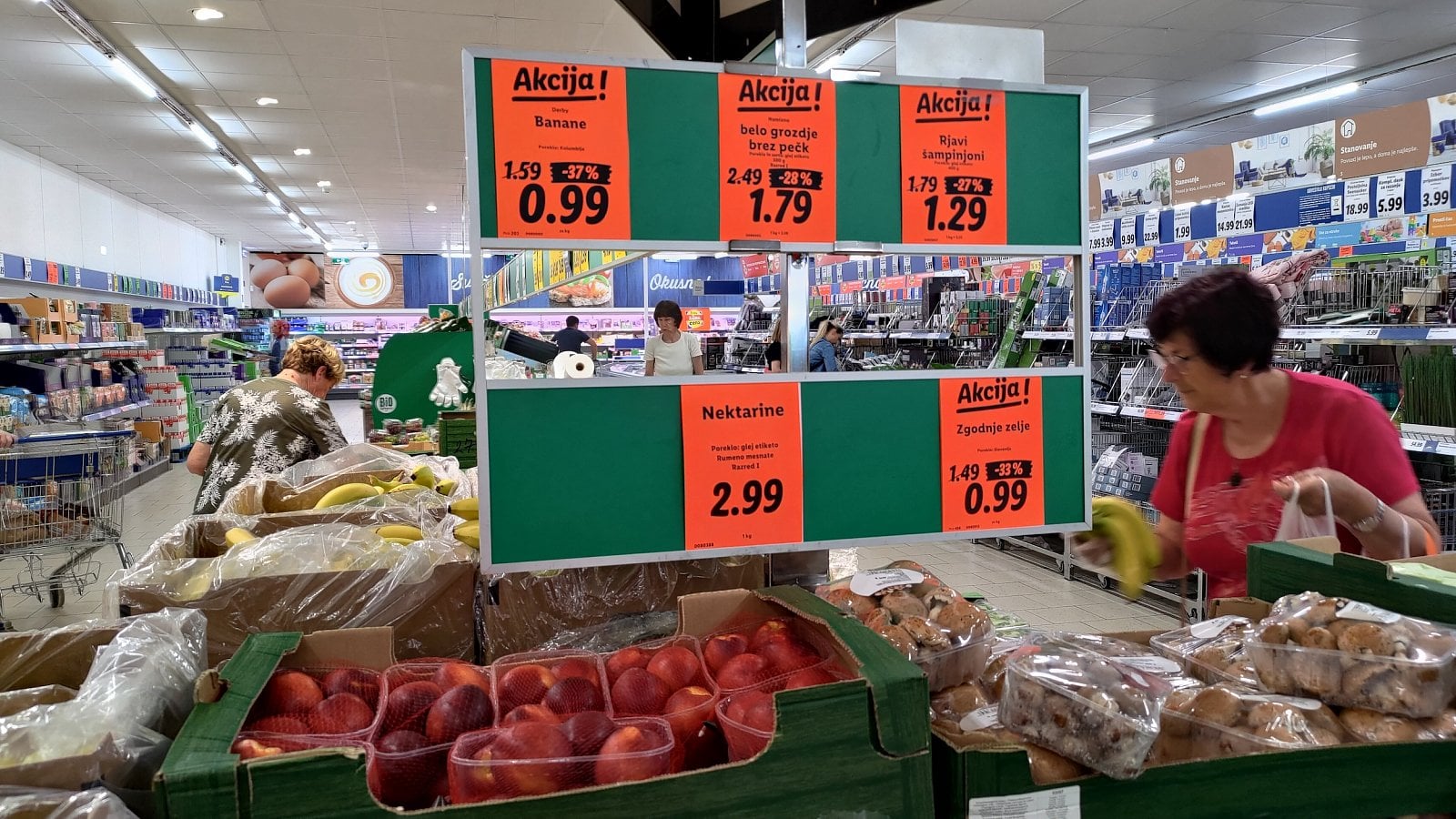 Ceny v Lidlu, Sežana, Slovinsko. (19. 6. 2023)