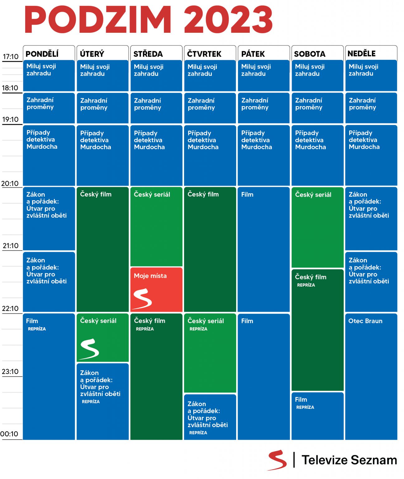 Programové schéma TV Seznam na podzim 2023
