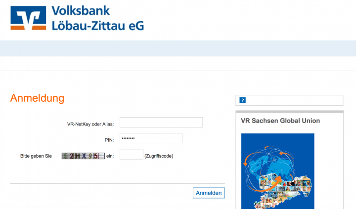 Internetové bankovnictví Volksbank Löbau-Zittau