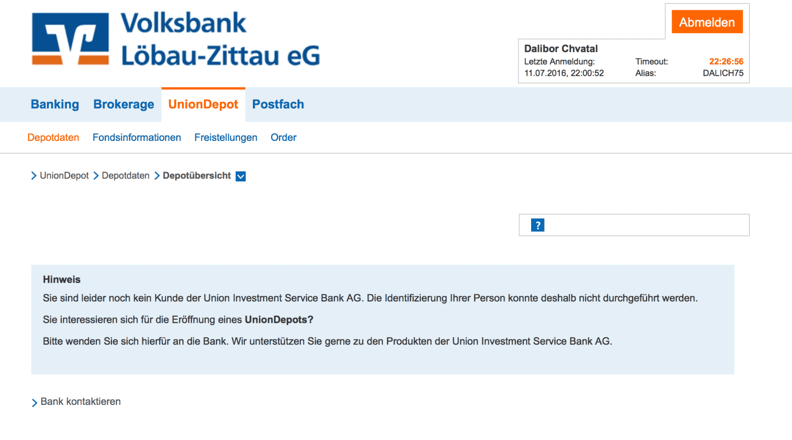Internetové bankovnictví Volksbank Löbau-Zittau