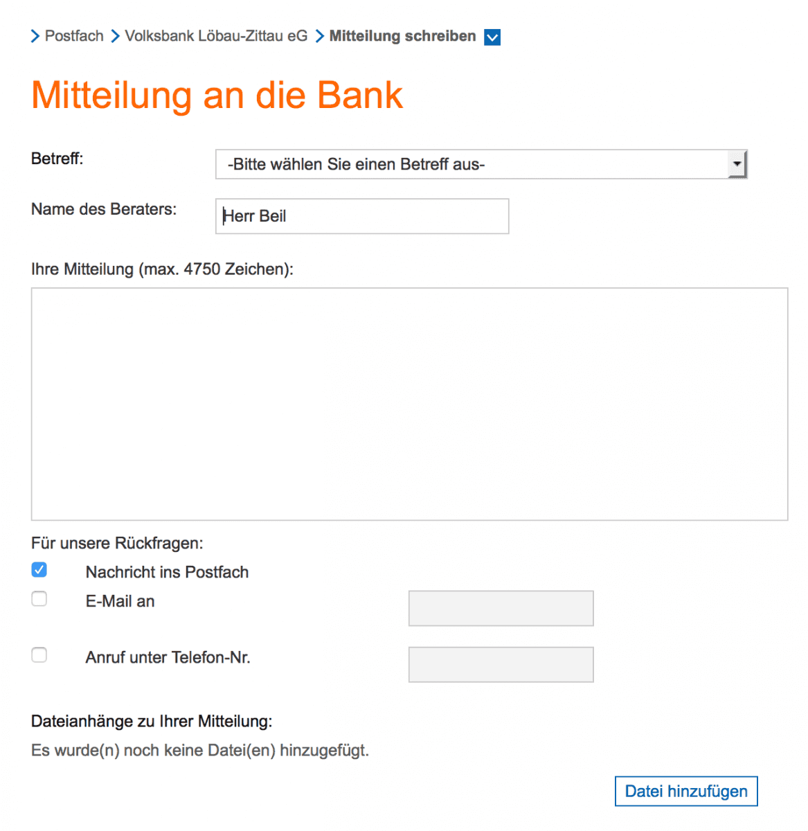 Internetové bankovnictví Volksbank Löbau-Zittau