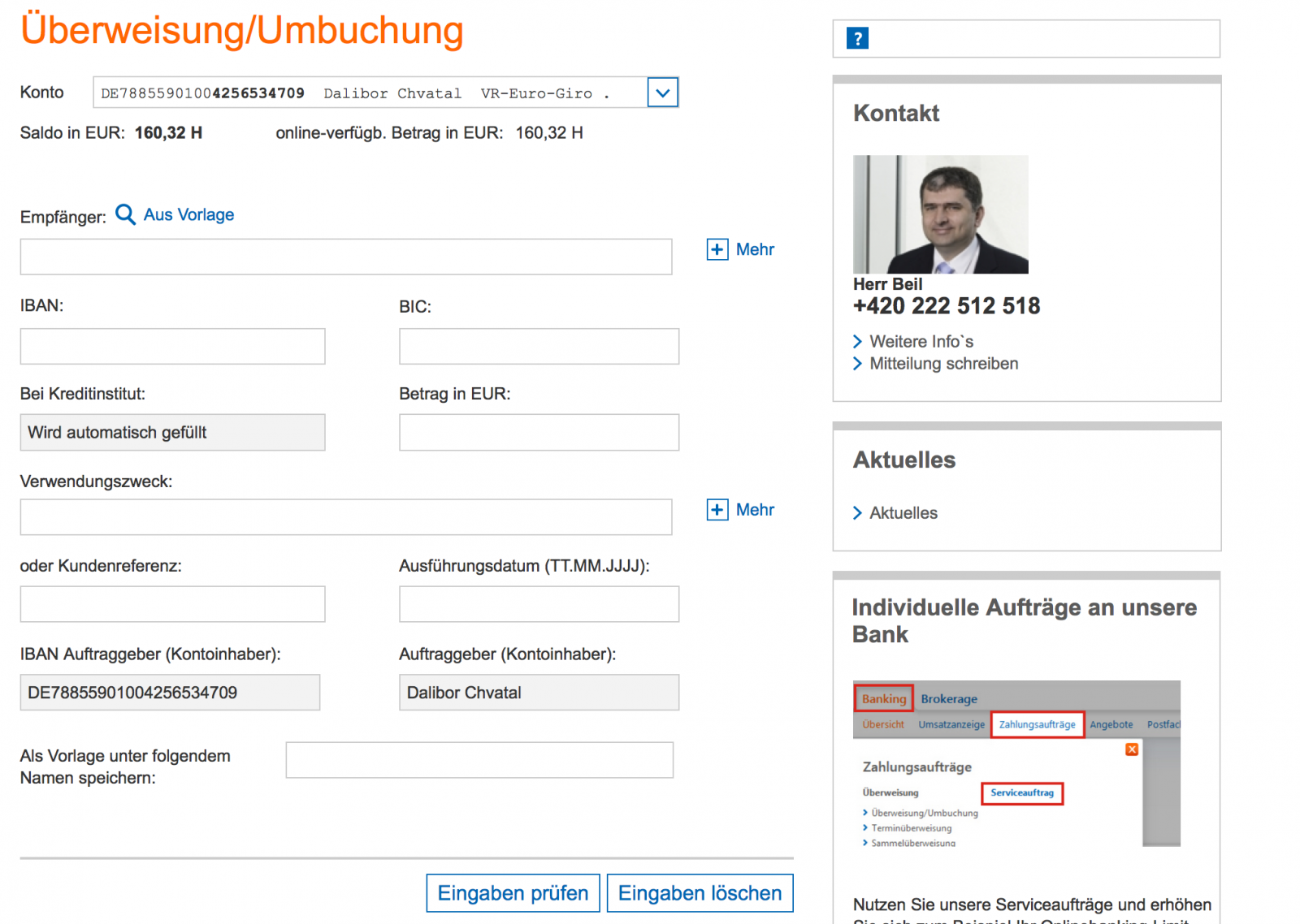 Internetové bankovnictví Volksbank Löbau-Zittau