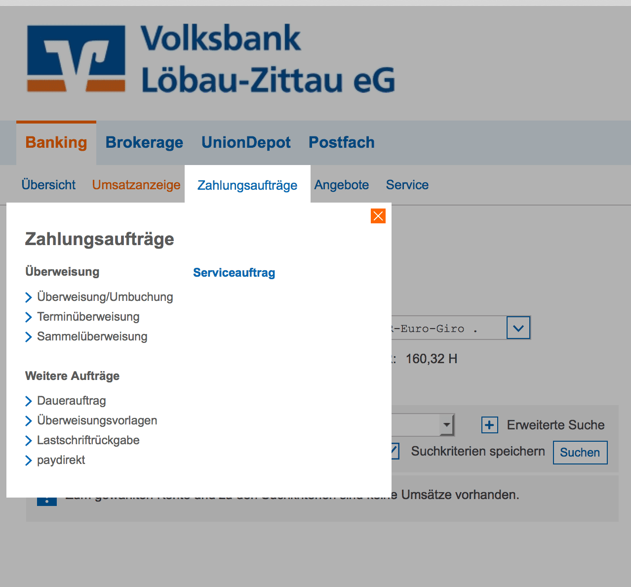 Internetové bankovnictví Volksbank Löbau-Zittau
