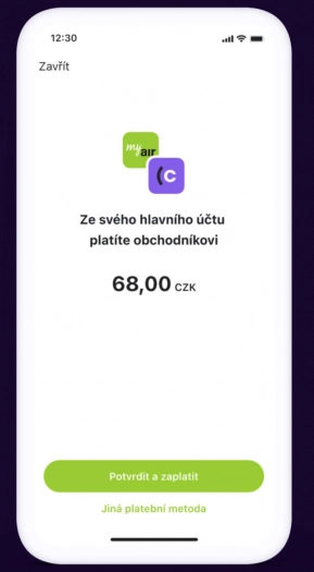 Air Bank – bezhotovostní platba Cvak