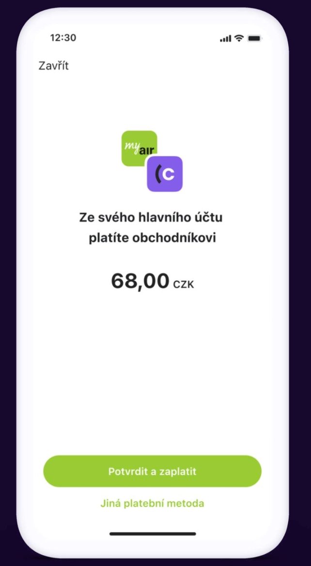 Air Bank - bezhotovostní platba Cvak